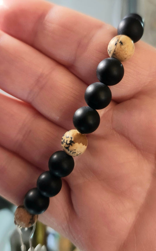 Matte Black Onyx & Picture Jasper