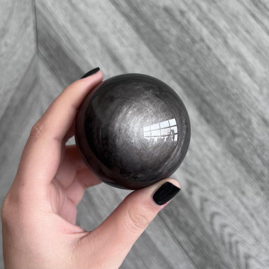 Silver Obsidian Sphere