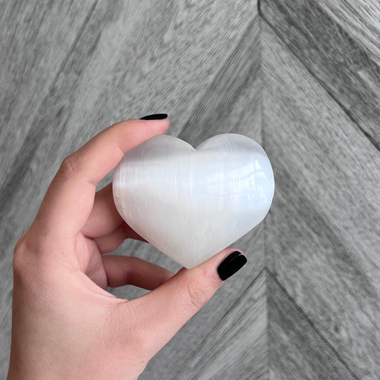 Selenite Puffy Hearts