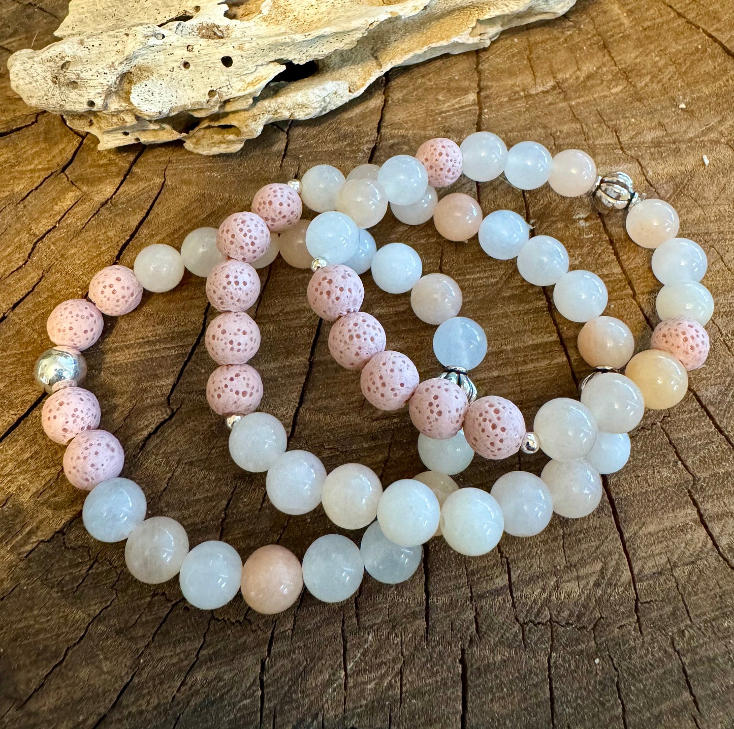 8 mm Pink Aventurine & Lava Stone Essential Oil Bracelet