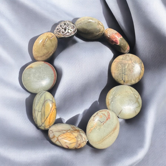 Red Creek Jasper Round Disk Bracelet