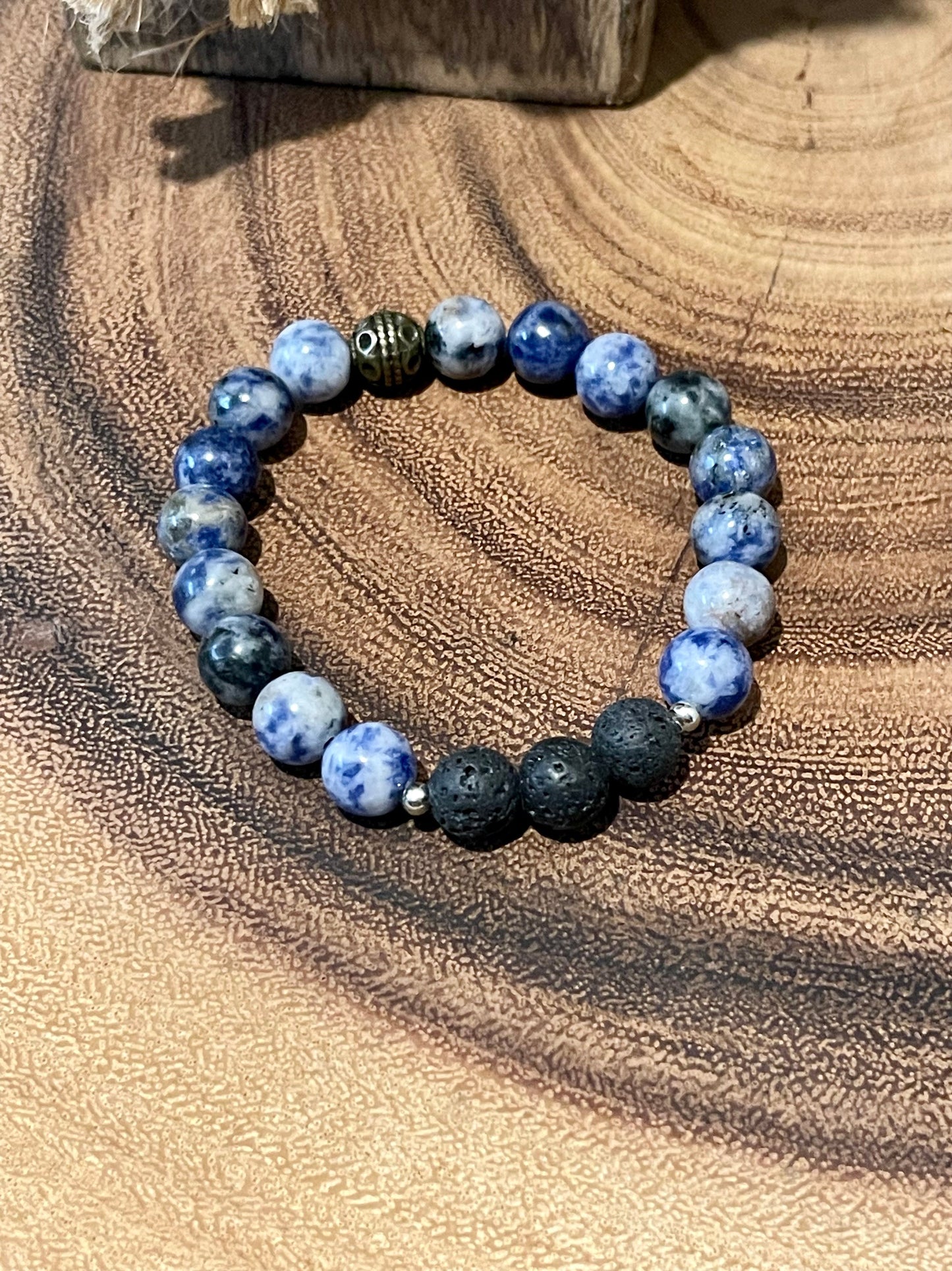 8MM Blue Spot Jasper & Lava Stone Essential Oil Bracelet