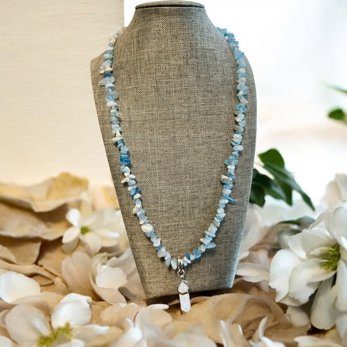 24 Inch Aquamarine Necklace & Pendant