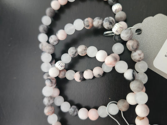 Pink Zebra Jasper & White Jade